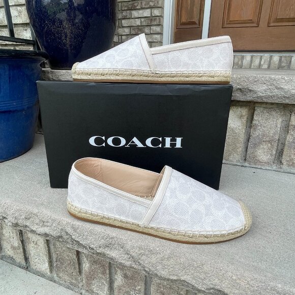 COACH COLLINS Coated Canvas Espadrille 9.5 Women's Slip On Shoe White Monogram - Picture 2 of 14